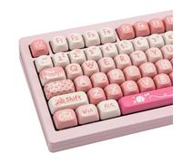 COOMICKEY 128 Key Peach PBT Keycap Set, MOA Profile, Dye-Sublimation, Cute Keycaps for for Cherry Gateron MX Switches Mechanical Gaming Keyboard (Pink)