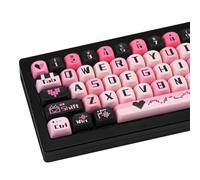 COOMICKEY 131 Keys PBT Keycaps Dye-Sublimation Black and Pink MOA Profile Custom Cute Keycaps for Cherry Gateron MX Swithes Mechanical Keyboards