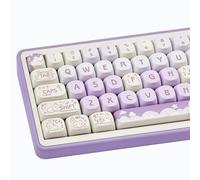 COOMICKEY 140 Keys Purple Keycaps, Dye-Sublimation PBT Custom Keycap Set for MOA Profile, Cute Cat Keycap for MX Switches Mechanical Gaming Keyboard