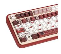 COOMICKEY 145 Keys Velvet Chocolate Keycaps, Dye-Sublimation PBT Custom Keycap Set for Cherry Profile, Cute Dark Red White Keycap for MX Switches Mechanical Gaming Keyboard