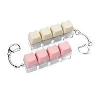 COOMICKEY 2 Pack Keyboard Fidget Toy for Adults with Sound, Keychain Stress Relief Toy Cat Shaped Anxiety Decompression Clicker for Office, School, Travel, Calming Desk Accessories Gifts