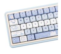 COOMICKEY Blue White MOA Profile Custom PBT Keycaps 132 Keys Set Dye Sublimation Keycaps for 61/87/104/108/84/64/98/96 Mechanical Keyboard