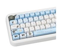 COOMICKEY Blue White PBT Keycaps Cute Round Butterfly Keycaps 60 75 100 Percent, Lily Theme Aesthetics Key caps Custom 145 Keys, FOA Profile for Cherry Gateron MX Mechanical Gaming Keyboards