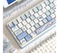 COOMICKEY Blue White PBT Keycaps-Ocean Theme Keycaps 60 75 100 Percent, Cute Key caps Custom 118 Keys, Cherry Profile for 61/68/84/87/98/100 Cherry Gateron MX Mechanical Gaming Keyboards