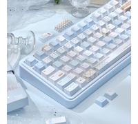 COOMICKEY Cherry Profile Blue White Keycap, 145 Full Keys Dye Sub & PBT Custom Keycaps for Mechanical Keyboard, Universal Compatibility Kawaii Keycaps for 100%, 75%, 65%, 60% TKL Keyboards