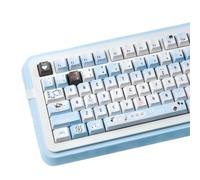 COOMICKEY Cherry Profile PBT Keycaps - Cute Cat Keycaps, 145 Keys Blue White, Kawaii Anime Custom Keycap Set for US UK Layout Mechanical Keyboards with Key Puller（Pixel Art Style）