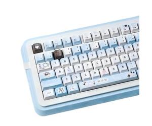 COOMICKEY Cherry Profile PBT Keycaps - Cute Cat Keycaps, 145 Keys Blue White, Kawaii Anime Custom Keycap Set for US UK Layout Mechanical Keyboards with Key Puller（Pixel Art Style）