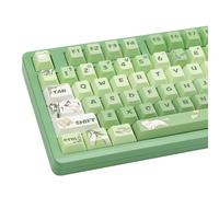 COOMICKEY Cherry Profile PBT Keycaps, Matcha Cat Dye-Sub Keycap Set, 132-Key Green White Cute Keycaps for Mechanical Keyboards (Compatible with 61/64/68/84/87/100/104/108 Cherry MX Switches)