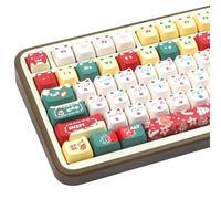 COOMICKEY Christmas Cat Keycaps, Cute PBT Keyboard Caps, Dye Sublimation Keycaps with Mao Profile, 140 Keys Keycap Sets for 60%, 65%, 75%, 100% Cherry MX Mechanical Keyboard