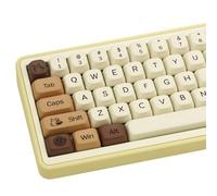 COOMICKEY Coffee Cat Keycap Set, PBT Keycaps 60% 75% 100%, Dye Sublimation 130 Keys Custom Key Cap, Cute FOA Profile Keyboard caps for Cherry Gateron MX Switches Mechanical Keyboards
