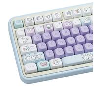COOMICKEY Cute Buppy Keycaps, Kawaii Purple Creamy Keycap Set with MOA Profile, Dye-Sublimation PBT Keycaps Suitable for Cherry Gateron MX Switches Mechanical Gaming Keyboard