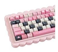 COOMICKEY Cute Cat Keyboard Keycaps - Cat Ear Shape Keycaps, Pink Black Key Cap, Anime Custom 60 65 75 100 Percent for Cherry MX, Outemu, Gateron Mechanical Keyboards(Mao Profile)
