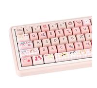 COOMICKEY Cute Cat Keycaps, 135 Keys Pink PBT Keycaps Dye Sublimation, Mao Profile Creamy Custom Keycap for Cherry Gateron MX Swithes Mechanical Keyboards