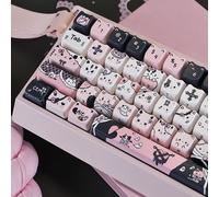 COOMICKEY Cute Cat Keycaps, Mao Profile Pink and Black PBT Keycaps, 130 Keys Meow Meow Keyboard Keycap Sets Compatible with 65% 75% 96% 100% Cherry Gateron MX Switches Mechanical Gaming Keyboard