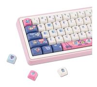 COOMICKEY Cute Custom Keycaps, 145 Keys Rainbow Pink Purple Keycap, Creamy Keycaps FOA Profile Dye Sub PBT Keycap Set for Mechanical Gaming Keyboard