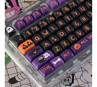 COOMICKEY Cute Keycaps Halloween Theme Black Cat Keycap Set, Dye Sub PBT Custom Key caps 130 Keys Anime MOA Profile Key caps Keyboard for Gateron MX Switches Mechanical Keyboard
