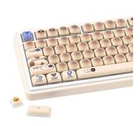 COOMICKEY Cute Keycaps Siamese Cat Brown PBT 125 Keys Key Cap for Cherry MX
