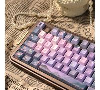 COOMICKEY Dreamy Purple Keycaps, 130 Keys PBT Custom Keycaps, Cherry Profile Dye-Sublimation Keycap Set, Cute Keyboard Key caps for Mechanical Keyboards