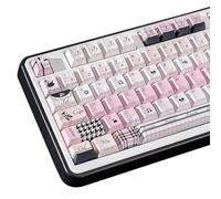 COOMICKEY Dye Sub PBT Keycaps Set 130 Keys, Cherry Profile Cute Custom Keycaps 60 65 75 100 Percent for 61/64/68/84/87/100/104/108 Gaming Mechanical Keyboard, Pink Black