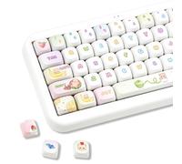 COOMICKEY Fruit Land Theme Keycaps, MOA Profile White Keycaps Set, Dye Sublimation PBT Key Cap 60% 75% 100%, 130 Keys Custom Keyboard Caps for Cherry MX Switches Mechanical Gaming Keyboard