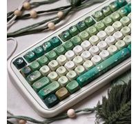 COOMICKEY Green White keycap 120 Key Dye Sub PBT keycaps 60% 75% 100% Cute keycaps MOA Profile Custom Keyboard Keycap Set Compatible with US UK Layout Mechanical Keyboard