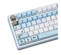 COOMICKEY PBT keycap Set 145 Keys Cherry Profile, Blue White Lily Themed Aesthetic Keycaps Custom Dye-Sub Keyboard Keycaps for 60% 65% 70% 75% Cherry Gateron MX Switches Mechanical Keyboards