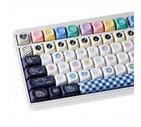 COOMICKEY PBT Keycaps 126 Keys Cute Round Custom Keycaps MOA Profile Key caps Dye Sublimation Kawaii Keycap Set for Cherry MX Switches Mechanical Gaming Keyboard
