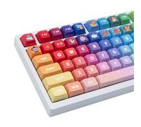 COOMICKEY PBT Keycaps 130 Keys Dye-Sublimation Keycap XDA Profile Rainbow Gradient Keycap Cute Keycaps for Cherry Gateron MX Switches Mechanical Keyboards