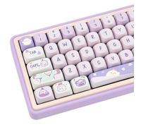 COOMICKEY PBT Keycaps, 132 Keys Cute Kawaii Purple Keycaps Set, MOA Profile for Cherry Gateron MX Keys Mechanical Keyboards