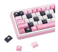 COOMICKEY PBT Keycaps 145 Keys Cute Cat Keycaps Dye-Sublimation Pink Black Keycap Cherry Profile Custom Keycap for Cherry Gateron MX Swithes Mechanical Gaming Keyboards