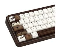 COOMICKEY PBT Keycaps 145 Keys Cute Keycaps Dye-Sublimation Chocolate Cookies Brown Keycap Foa Profile Round Custom Keycap for Cherry Gateron MX Swithes Mechanical Keyboards