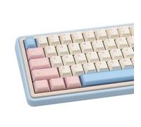 COOMICKEY PBT Keycaps, Cute Custom Keyboard Pink Keycaps 60 75 100%, Double Shot 164 Keys Transparent Set for Cherry Gateron MX Switches, Pink White Blue