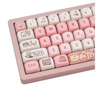 COOMICKEY PBT Keycaps, Pink Cute Keycaps, MOA Keycaps Dye-Sublimation, 131 Key Custom Keyboard Keycaps Set for 61/64/68/84/87/100/104/108 Cherry MX Mechanical Keyboard