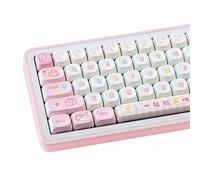 COOMICKEY PBT Keycaps Silly Cat Pink White MOA Cute Key Cap for Cherry MX
