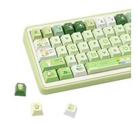 COOMICKEY Puppy Theme Green Cute Keycap Set - 145 Full Keys Cherry Profile PBT Keycaps for Mechanical Keyboard, Compatible with ANSI/ISO, 60%, 65%, 75%, TKL, Full-Sized Layout