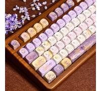 COOMICKEY Purple Cute Keycap Set, PBT Custom Keyboard caps 60% 75% 100%, Dye Sub, MOA Profile Chinese-Style Keycaps for Mechanical Keyboard, Compatible with Cherry Mx Switches ANSI Layout 130 Key