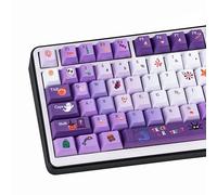 COOMICKEY Purple PBT Keycaps, Cute Candy Keycaps Cherry Profile, 143 Keys Kawaii Anime Halloween Ghost Custom Keycap Set for Cherry Gateron MX Swithes Mechanical Keyboards