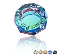 Coomin Crystal Ash Tray, Glass Cigar Ashtray for Outside Patio Outdoor and Indoor, Home Ashtrays for Weed Smokers Cigarettes, Gift Packaging, Green