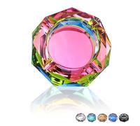 Coomin Crystal Glass Ashtray, Sparkly Cigar Cigarettes Ash Tray, Ashtrays for Smokers Indoor Office Home Desktop Tabletop, Gift Packaging, Pink