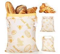 Coomir Beeswax Bread Bags, Pack of 2, 40 x 30 cm Bread Bags, Storage, Fresh, Reusable Bread Bag for Bread Storage and Keeping Fresh for Homemade Bread and Baked Goods, Cleanable
