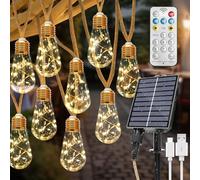 Coomoors Solar Fairy Lights Outdoor Garden, 8M 16 LED Shatterproof Bulbs Solar String Lights Waterproof, 8 Modes Garden Lights Outdoor for Patio, Yard, Festival, Parties (Warm White)