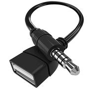 Coomoors USB to Jack Adapter 3.5mm Male Aux Audio Plug to USB 2.0 Female Converter USB to Aux Audio Converter Cable Adapter Car Stereo Cable, for Mp3 Players, etc(Car Need Decoding Function)
