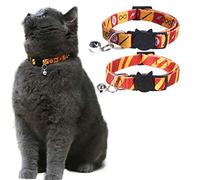 Coomour 2PCS Halloween Cat Collar Safely Breakaway Magic Stripe Pattern Adjustable Kitty Collars with Cute Bell for Cats Kitten (Red) Neck:7"-11"