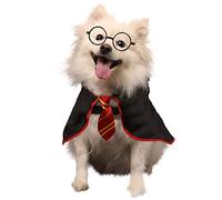 Coomour Halloween Dog Costume Pet Wizard Shirt Cat Soft Clothes for Dogs Cats Soft Hoodies with Glasses (Small)