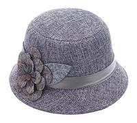 Coon Skinned Cap Womens Linen Sunshade Hat Sunscreen Breathable Big Flower Princess Straw Hat Caps for (Grey, One Size)