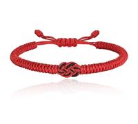 COONE 1 Piece Red String Friendship Bracelet, Lucky Charm Couples Bracelets, Traditional Knot Design Good Luck Bracelet for Daily Wear, Gift-Giving, Symbol of Blessing (Adjustable, Red)