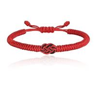 COONE 1 Piece Red String Friendship Bracelet, Lucky Charm Couples Bracelets, Traditional Knot Design Good Luck Bracelet for Daily Wear, Gift-Giving, Symbol of Blessing (Adjustable, Red)
