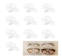 COONE 10 Pcs Wall Mounted Sunglasses Holder, Self-Adhesive Glasses Organiser Rack, Transparent Eyeglass Display Stand for Sunglasses & Reading Glasses, Space-Saving Storage for Home, Office (Clear)