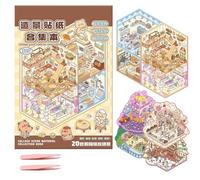 COONE 20 Sets DIY 3D House Stickers for Adults and Kids, Reusable Sticker Book with Stress Relief Scenes, Top Model Sticker Books, Stickers for Teens and Craft Enthusiasts