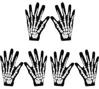 COONE 3 Pairs of Skeleton Gloves Skull Half Ghost Bones for Adult Halloween Dance Costume Party